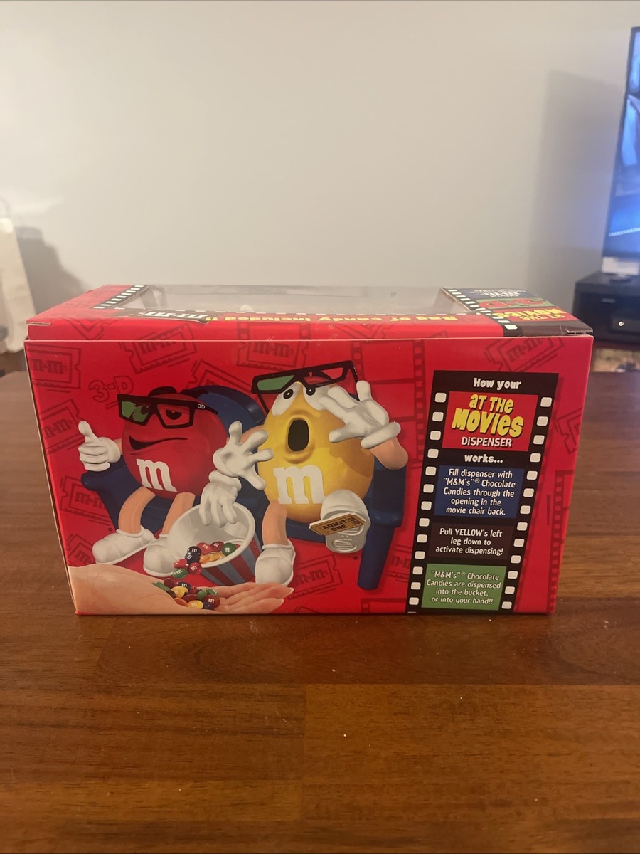 M&M's At The Movies In 3-D Candy Dispenser Red and Yellow