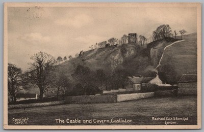 CASTLETON - Derbyshire Das Schloss und die Höhle Raphael Tuck & Söhne Postkarte