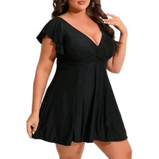 NWT 3XL Plus Size One Piece Swimsuit Tummy Control BLACK Smismivo Bikini Bathing