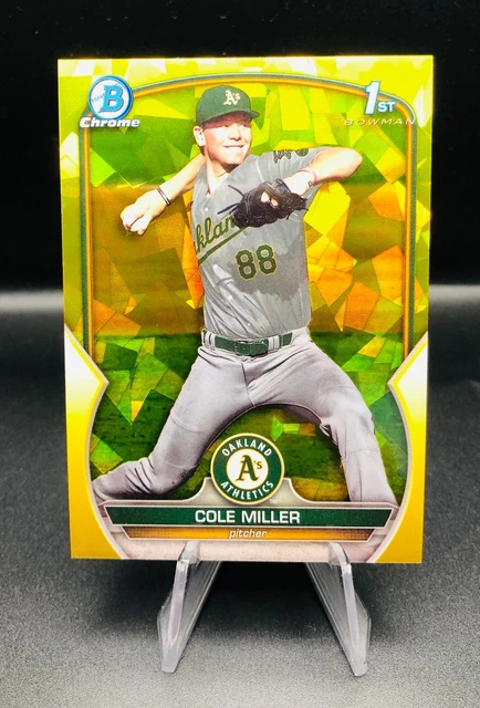 COLE MILLER - 2023 Bowman Draft Sapphire 1st Bowman Yellow Refractor  /75 - A's