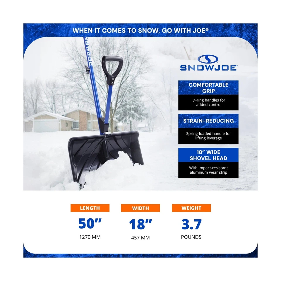 Pala de nieve Snow Joe con hoja de 18 pulgadas y mango de asistencia, 3,5 libras - Heavy-Du... Foto 3 de 4