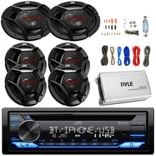 JVC KD-T720BT 1-DIN CD Receiver, 2x 6x9" Speakers, 4x 6.5" Speakers, Amplifier