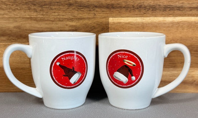 Barnes & Noble Nice Naughty Christmas Mug Set 2005 Holiday Coffee Cups