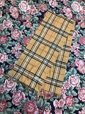 Vintage Burberry London Scarf 100 Lambswool Nova Check Beige