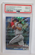 Austin Riley RC 2017 Bowman Chrome Prospects Blue Shimmer#136/150 ROOKIE PSA10!