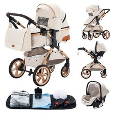 3 in 1 Kombi-Kinderwagen mit Auto-Babyschale ,Faltbar Buggy Weiß