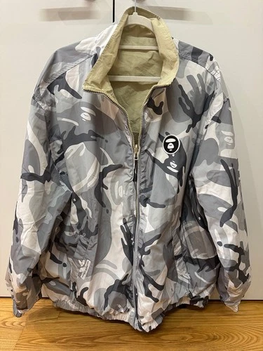 AAPE by A Bathing Ape, Moonface Camo Reversible Zip-Up Jacket, Beige, XL image 5