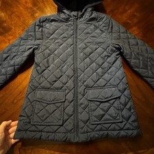 Sz M 7- 8 CHILDRENS PLACE Navy Blue Fleece Lined Zip Hoodie Quilted Jacket