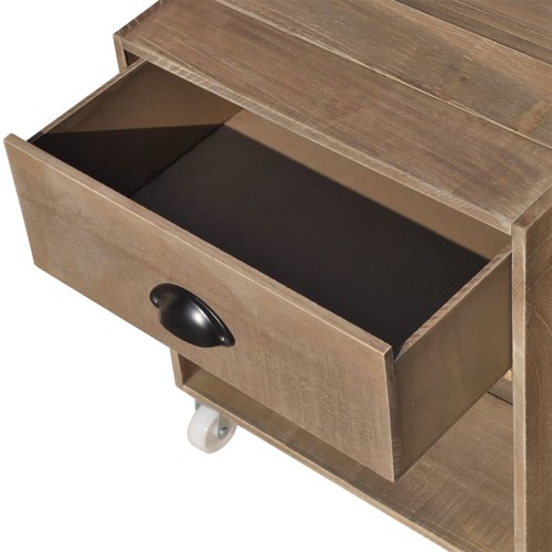 Movable Brown Wooden Nightstand with Drawer, Shelf & Castors – Free Postage - Picture 4 of 11
