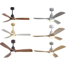 52'' Wood Ceiling Fan w/ Light Remote Reversible 3CCT Dimmable Indoor/Outdoor