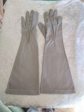 Vintage Ladies Dress Gloves Long Wrist Grey