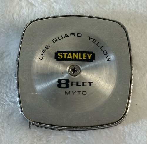 Vintage Stanley MYT8 8 Ft. Mini Tape Measure Life Guard Yellow 1.75" Tool Home