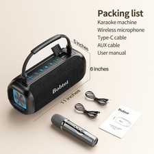 Portable Party Speaker Karaoke Machine Wireless Mic Bluetooth IPX6 RGB Lights