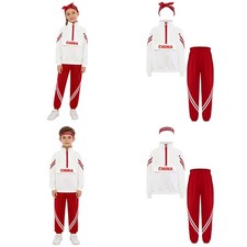 Kids Set And Headgear Costume Jogging Outfit Performance Sweatsuit Pullover 80s