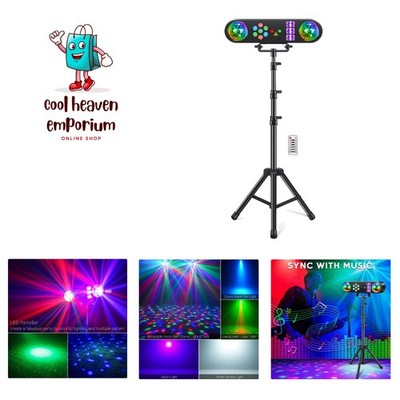 Versatile DJ Lighting System with Rotating Disco Ball & UV Strobe Effects