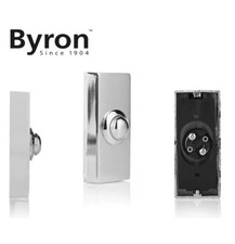 Image of Byron Door Bell Push Chrome Wired Replacement Button Doorbell Unlit - 2204BC