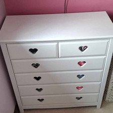 Argos Home Kids Mia 6 Drawer Chest of Drawers White Heart Handles 86cm