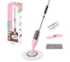 True & Tidy SPRAY-360 Clean Everywhere Spray Mop Kit-Pink