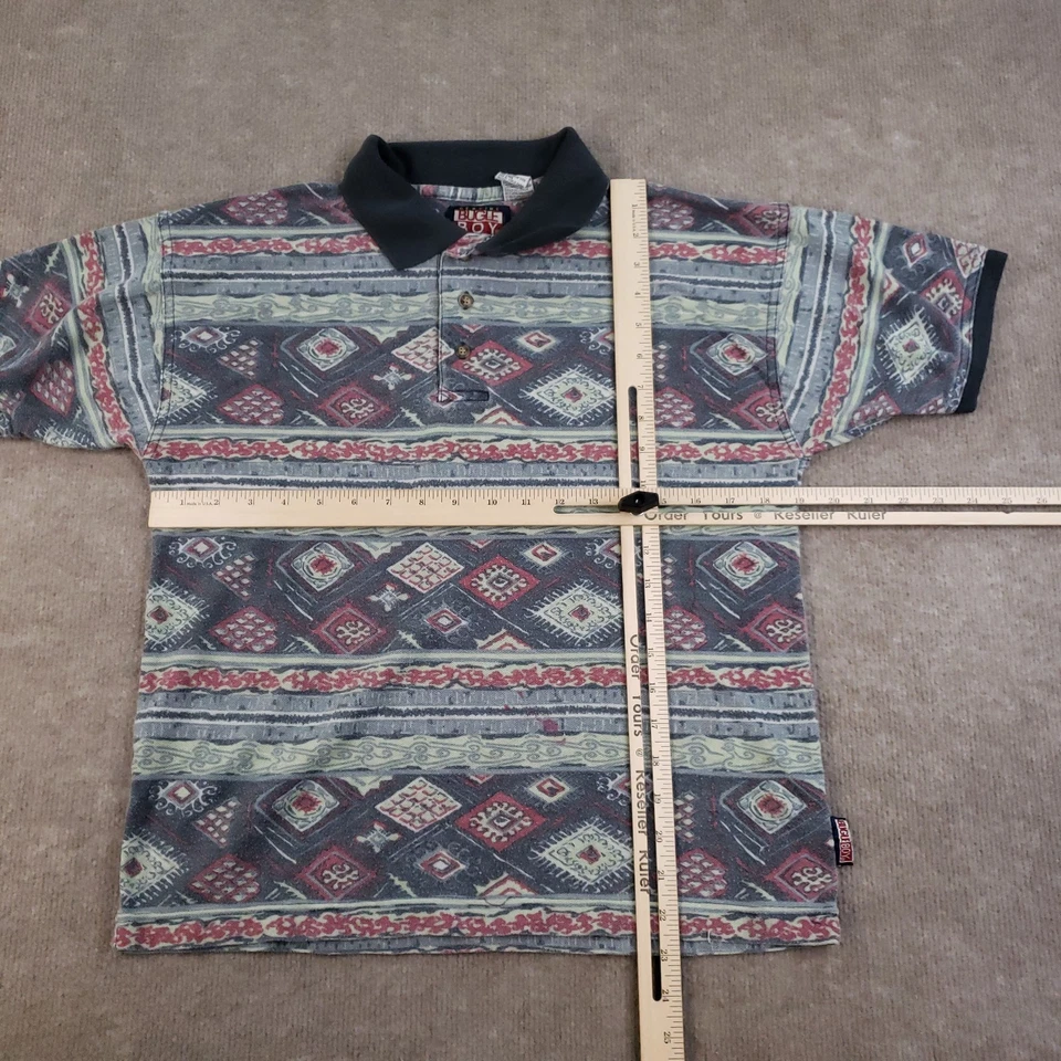 Vintage Bugle Boy Shirt Mens Medium Aztec Polo Southwest Geometric Pattern 90s - Image 2 of 4