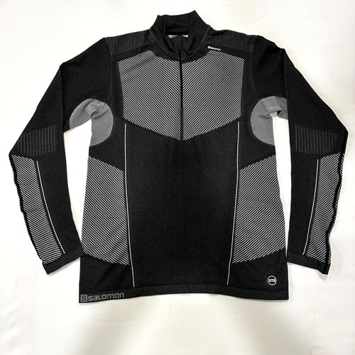 Salomon, SALOMON Men's 1/4 Zip Long Sleeve Running Top Size M Gray White