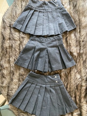 Lot Of Jacadi Paris Pleated Wool Skirt Skort Lot Grey Gray Girls 5 6
