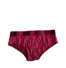 Victoria's Secret PINK Logo Hipster Panty Shine Deep Ruby