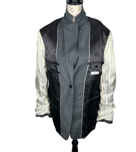 NWT VERSACE COLLECTION Gray Pinstripe 2 Button Wool Suit 40L (EU 50) - Picture 9 of 24