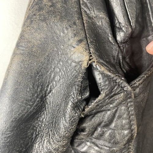 VTG 60's-70's Sears Roebuck Leather Motorcycle Jacket Black Faded Size 42L Biker - Picture 9 of 9