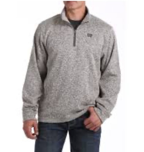 Cinch 1/4 Zip Sweater Mens XL Gray Marled Pullover Fleece Heavyweight Western