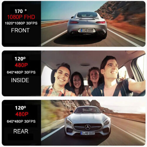 Cámara grabadora de video frontal/trasera/interior HD 1080P para tablero de doble lente para automóvil sensor G - Imagen 6 de 14