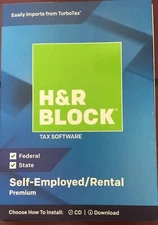 H&R Block Premium 2018 Self-Employed/Rental Property Owners Tax Software Fed/Sta