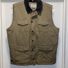 Cody James VTG Men's L Canvas Leather trim Vest snap front Cotton Western Wear