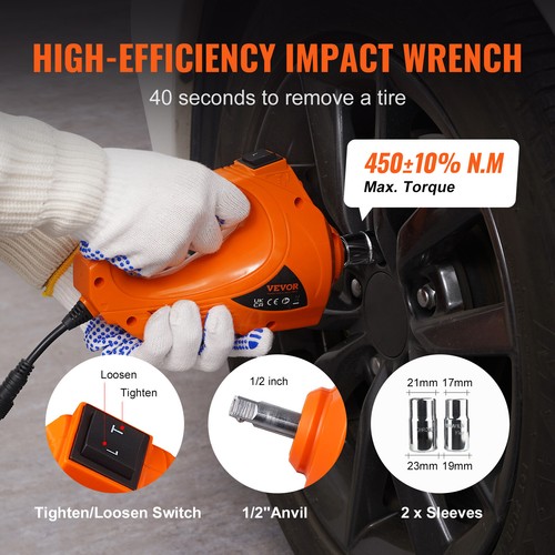VEVOR Electric Hydraulic Car Floor Jack 5 Ton 12V w/Impact Wrench Inflator Pump - Picture 4 of 12