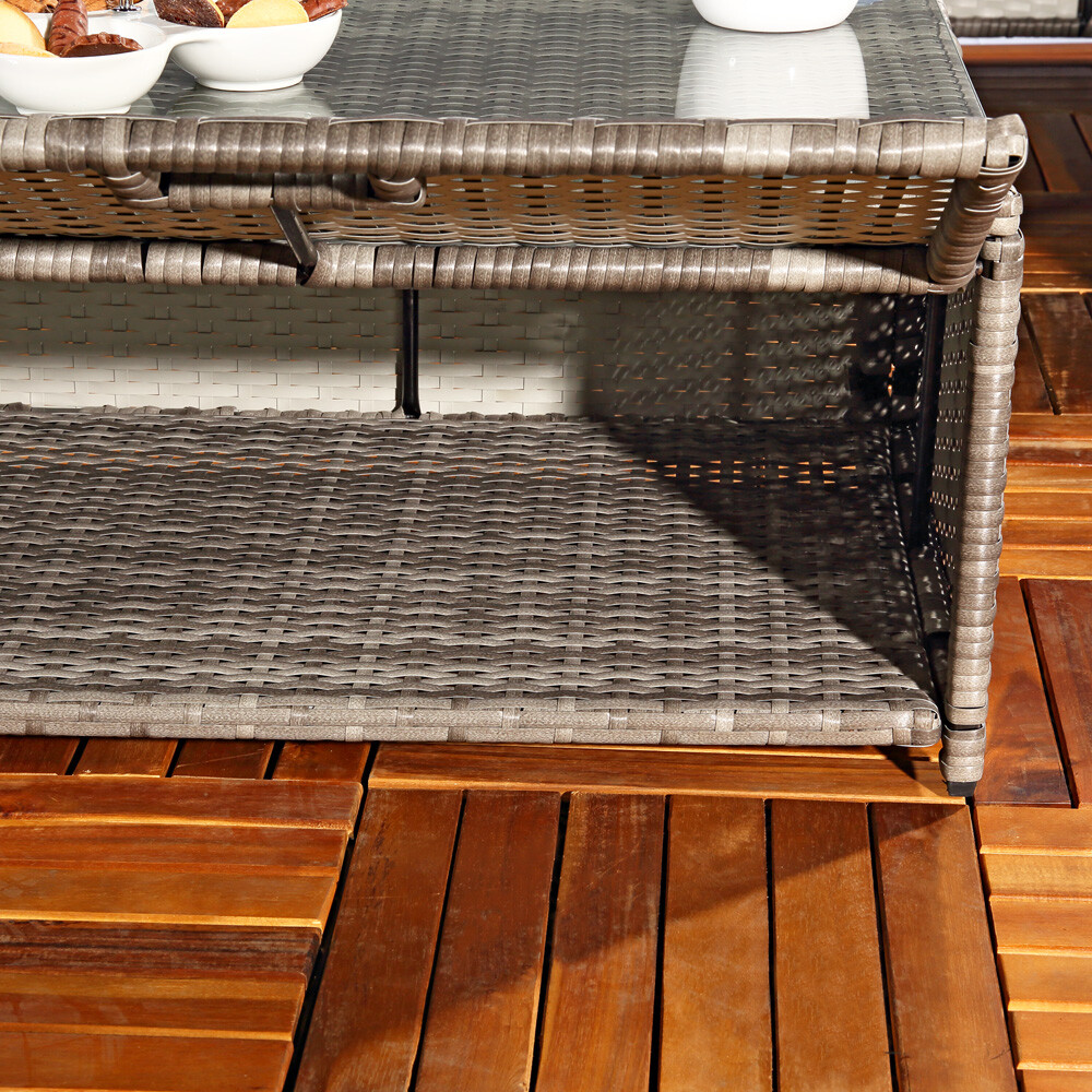 Gartenmöbel Sitzmöbel Lounge Set Polyrattan Sofa Tisch 2 Hocker Rattanmöbel