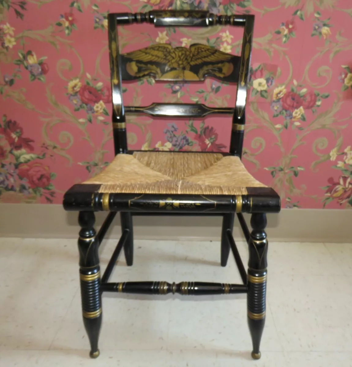 Ethan Allen Hitchcock Chair Hand Decorated Black Eagle Side Chair 14 6110