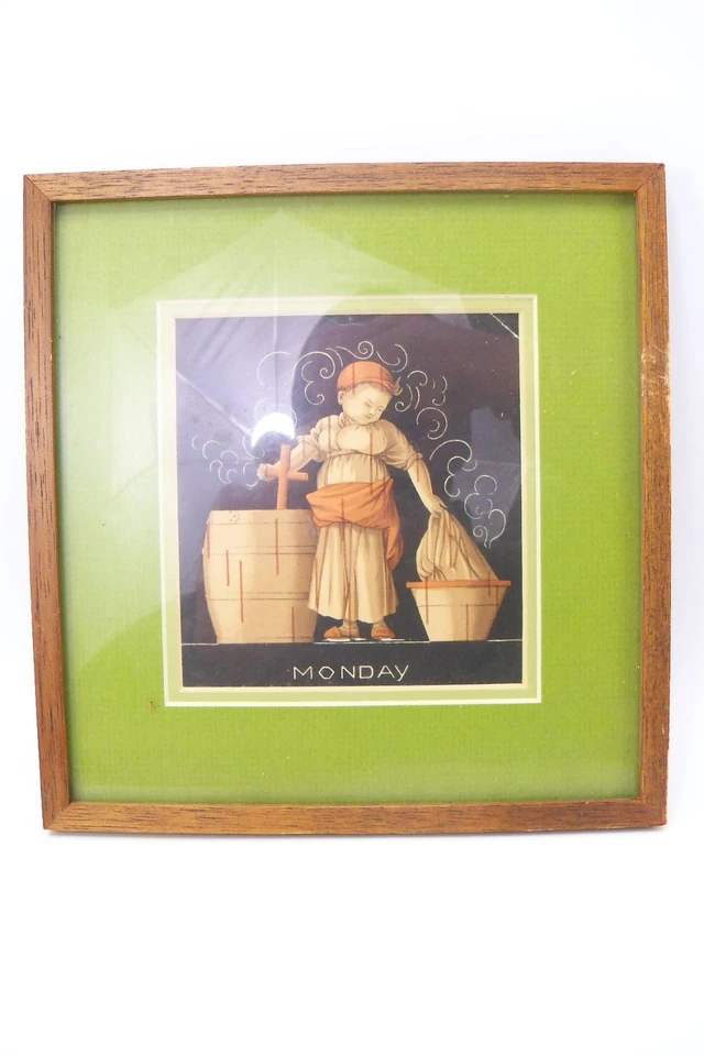 7  Folk Art Woodblock Prints Daily Week Days Monday-Sunday - Image 2 of 4