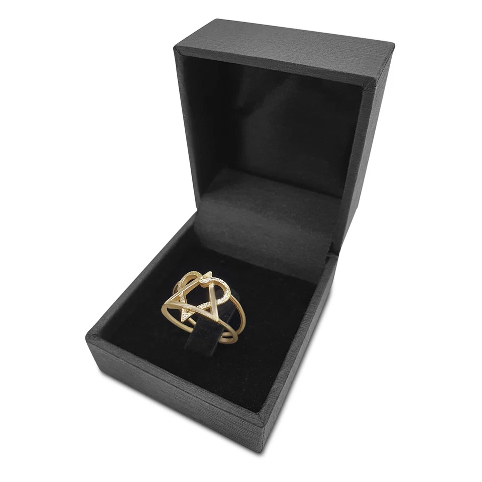 14K Yellow Gold Interlocking Hearts Star of David Ring Band - Image 4 of 4