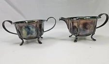 Vintage G P No220  Silver Plate Footed  Sugar & Creamer Bowl Set