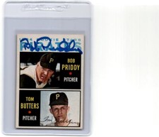 BOB PRIDDY TOM BUTTERS 1964 TOPPS #74 RC HARD SIGNED AUTO PITTSBURGH *12305