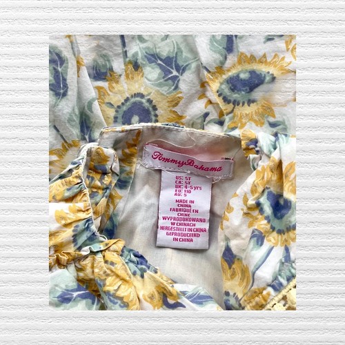 Tommy Bahama Girls Sunflower Sundress Gold Blue Flutter Sleeve Size 5T - Picture 11 of 11