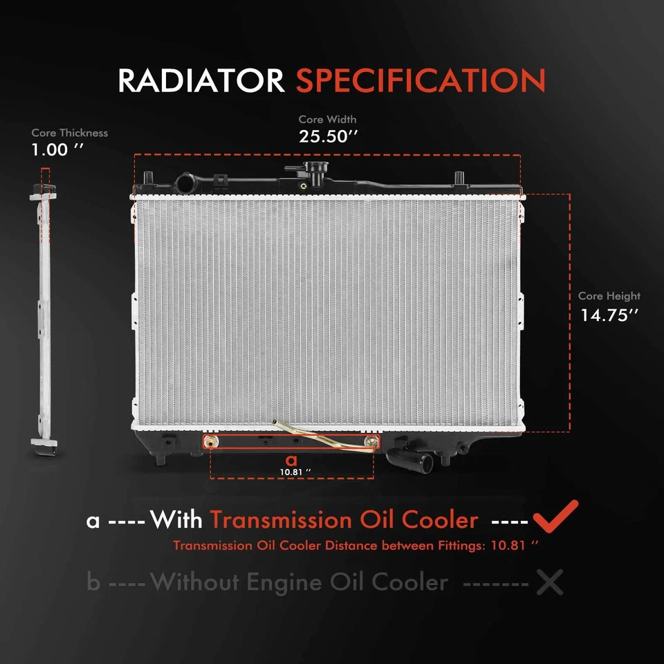Radiador con enfriador de aceite de transmisión para Kia Sephia 1994-1997 1,6 L 1,8 L automático Foto 2 de 4