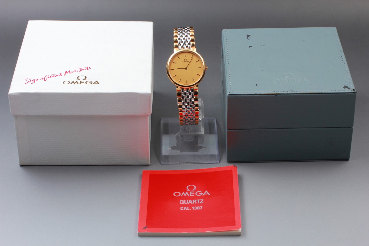 Omega Deville Gold Dial Quartz Watch Two-tone 32mm Cal.1387 Omega Deville Gold Dial Quartz Watch Two-tone 32mm Cal.1387