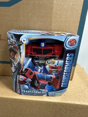TRANSFORMERS EARTHSPARK SPIN CHANGER 8 INCH OPTIMUS PRIME AND 2 INCH ROBB MALTO 