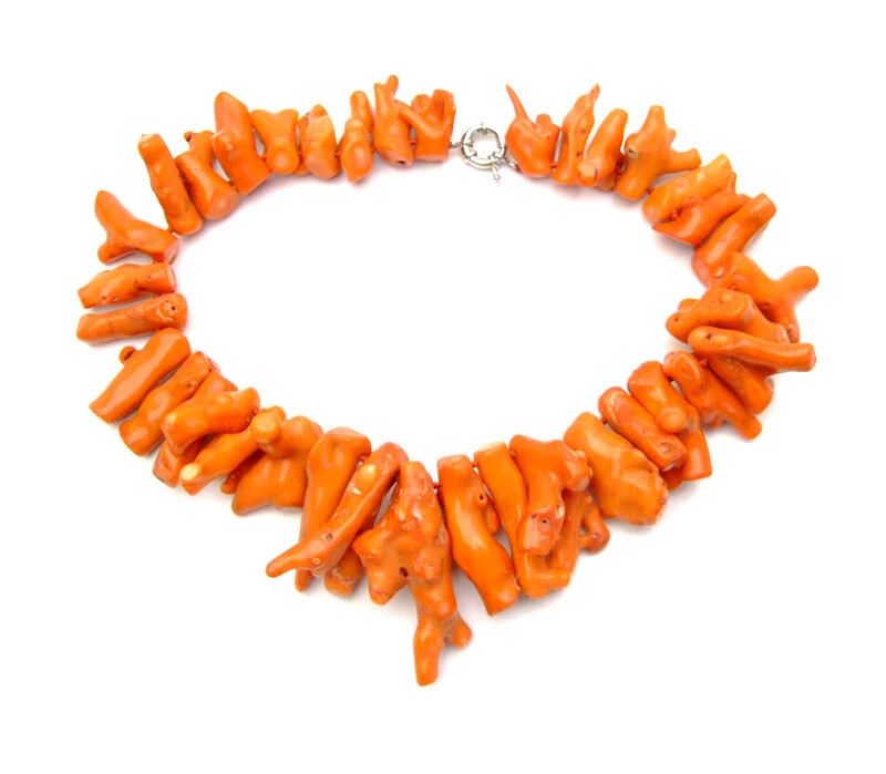 30-50mm Branch Natural Orange Coral Necklace for Women Long Necklace 18" Jewelry - Image 4 of 4