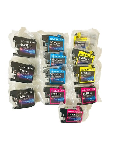 Cartucho de tinta BINKSYLER 12x LC20E XXL funciona para Brother negro cian magenta amarillo - Imagen 3 de 6