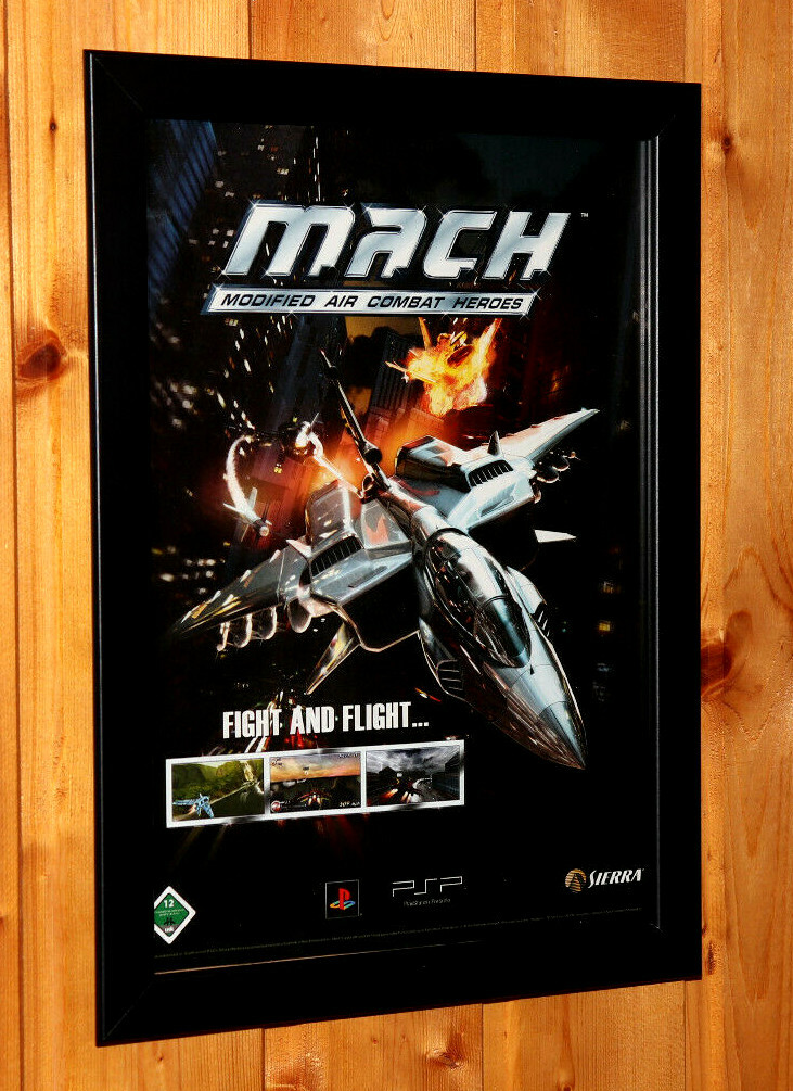 M.A.C.H. Modified Air Combat Heroes Rare Small Poster / Old Ad Page Framed PSP