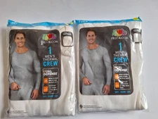 2 Fruit Of The Loom Mens Thermal Crew Shirt Top Large White