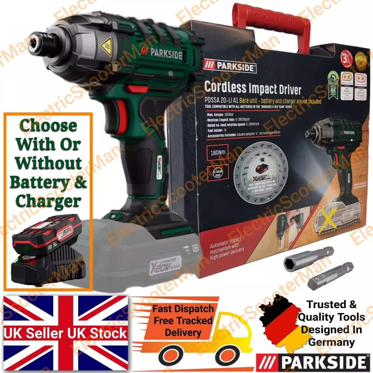 Parkside 20V Cordless Impact Driver Optional For 2Ah Battery