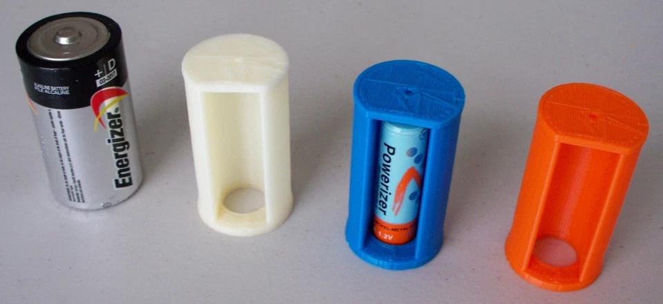 Adaptadores de batería iSmartHome impresos en 3D AA a tamaño D 2 piezas, especial de introducción Foto 3 de 4