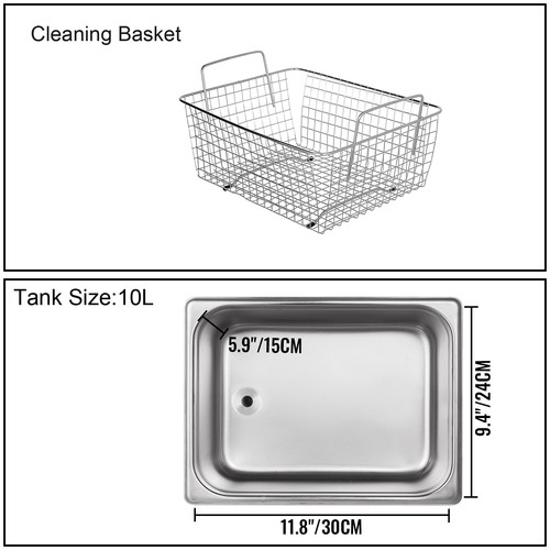 10L Ultrasonic Cleaner Cleaning Machine with Basket Heater and Timer 240W - Picture 9 of 12